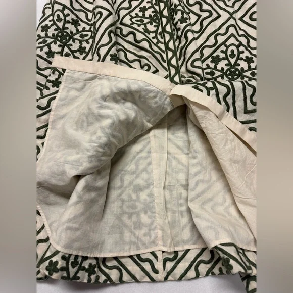 Sézane Silvana dress in a green geometric pattern ecru green - Picture 12 of 16